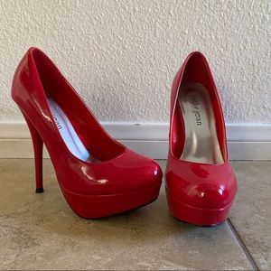 Cathy Jean Red Patent Leather Heels